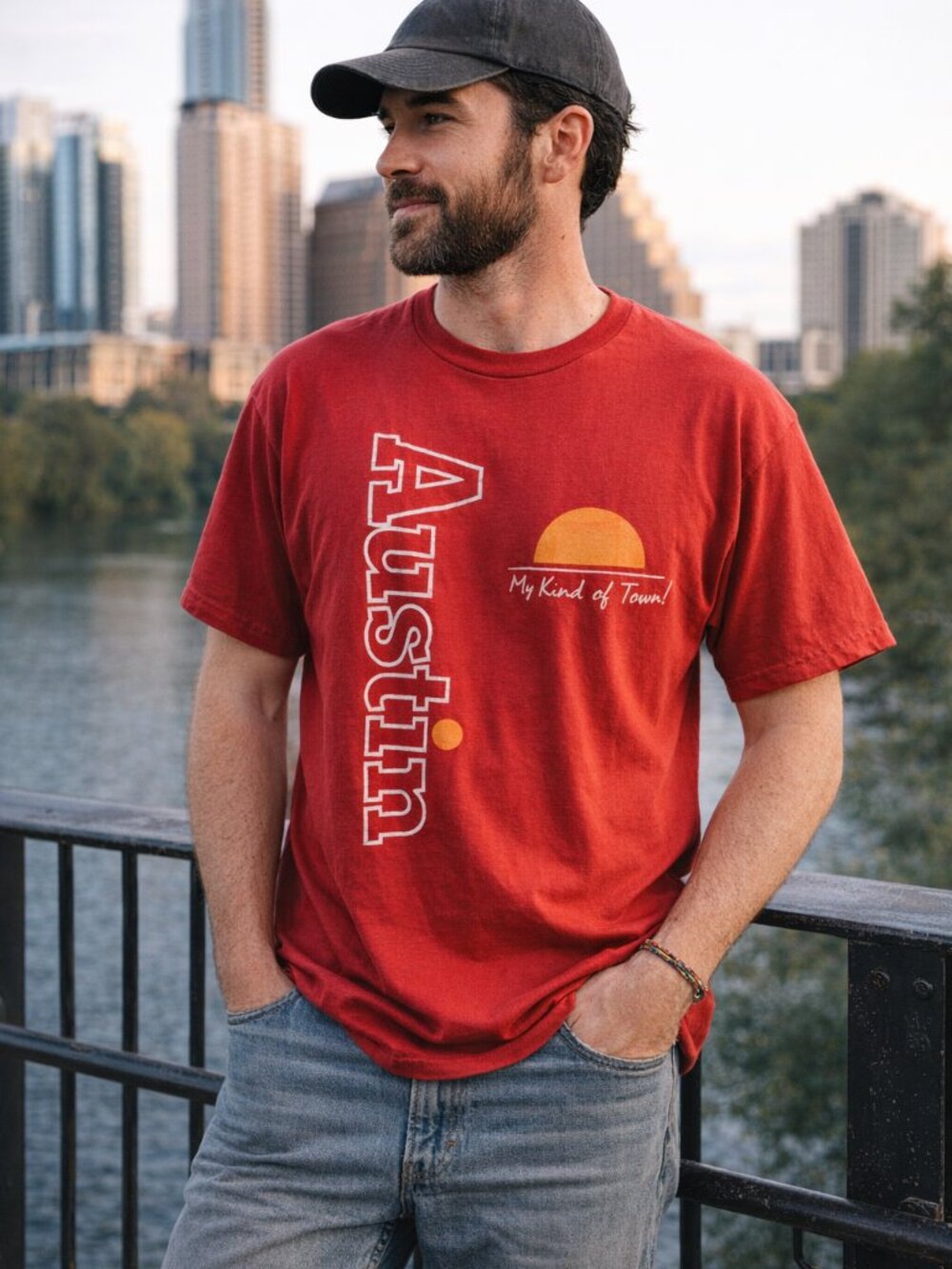 Vintage Screen Stars Best Red AUSTIN Crewneck T‑Shirt - XL
